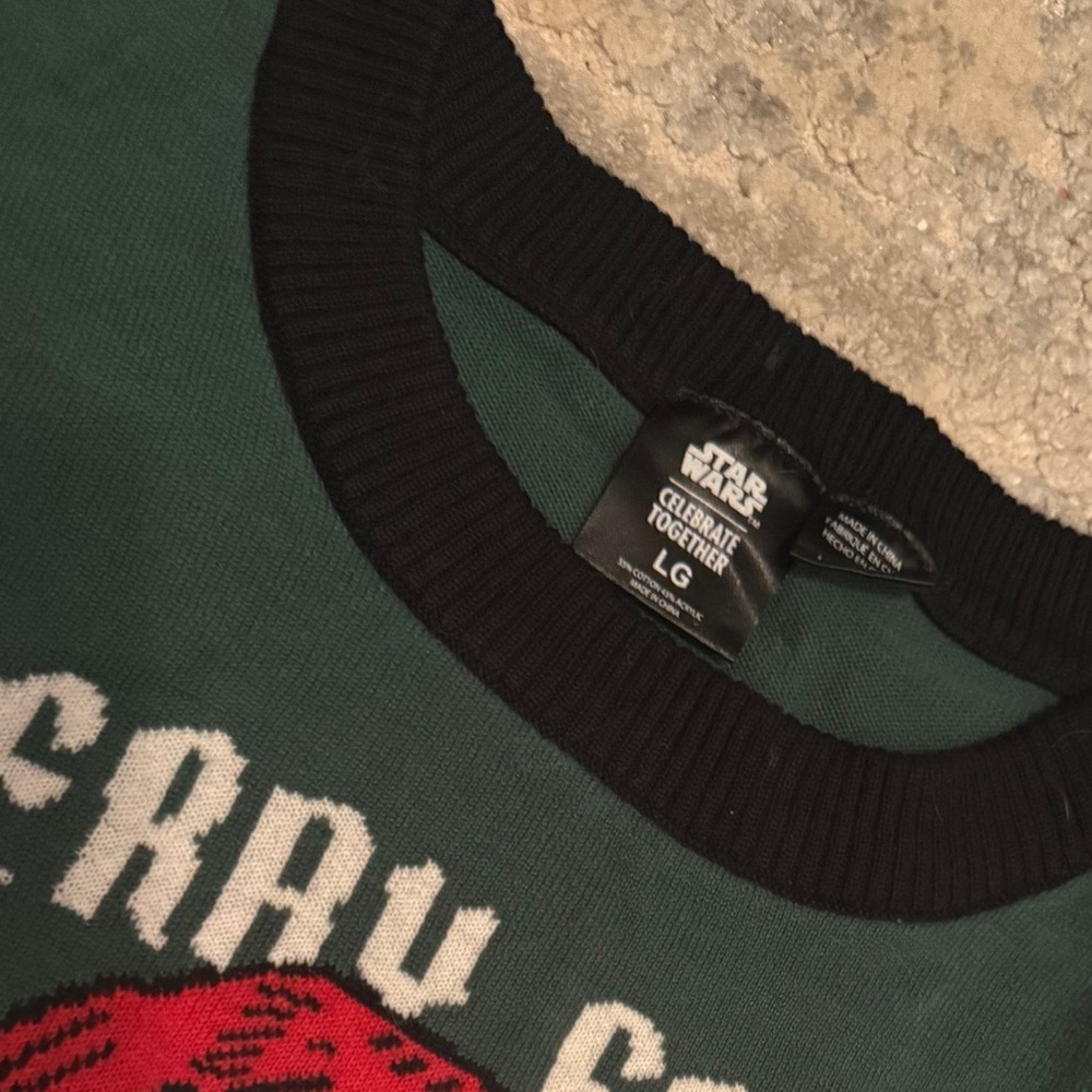 Star Wars YODA Green & Black Holiday Sweater- ‘Ugly Sweater Party’ Mens Large - Picture 2 of 2